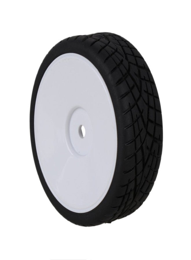 Mxfans White Plastic Smooth Flat Disc Wheel Rims + Striped Pattern Rubber Tires Tyres for RC 1:10 On Road Racing Car Spare Parts Set of 4 - Image 2